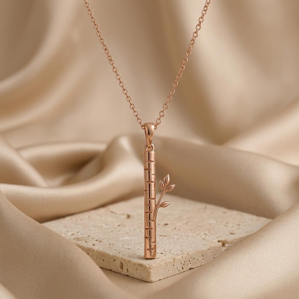 Birch Veil Pendant | 925 Sterling Silver | Nature Inspired Minimalist | Symbolic Growth Gift