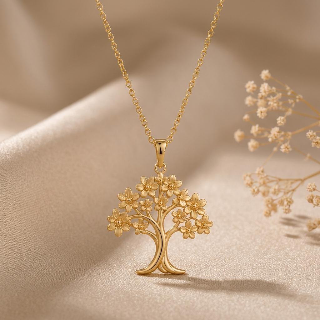 Orchid Tree Pendant | 925 Sterling Silver | Floral Tree Design | Meaningful Gift for Her