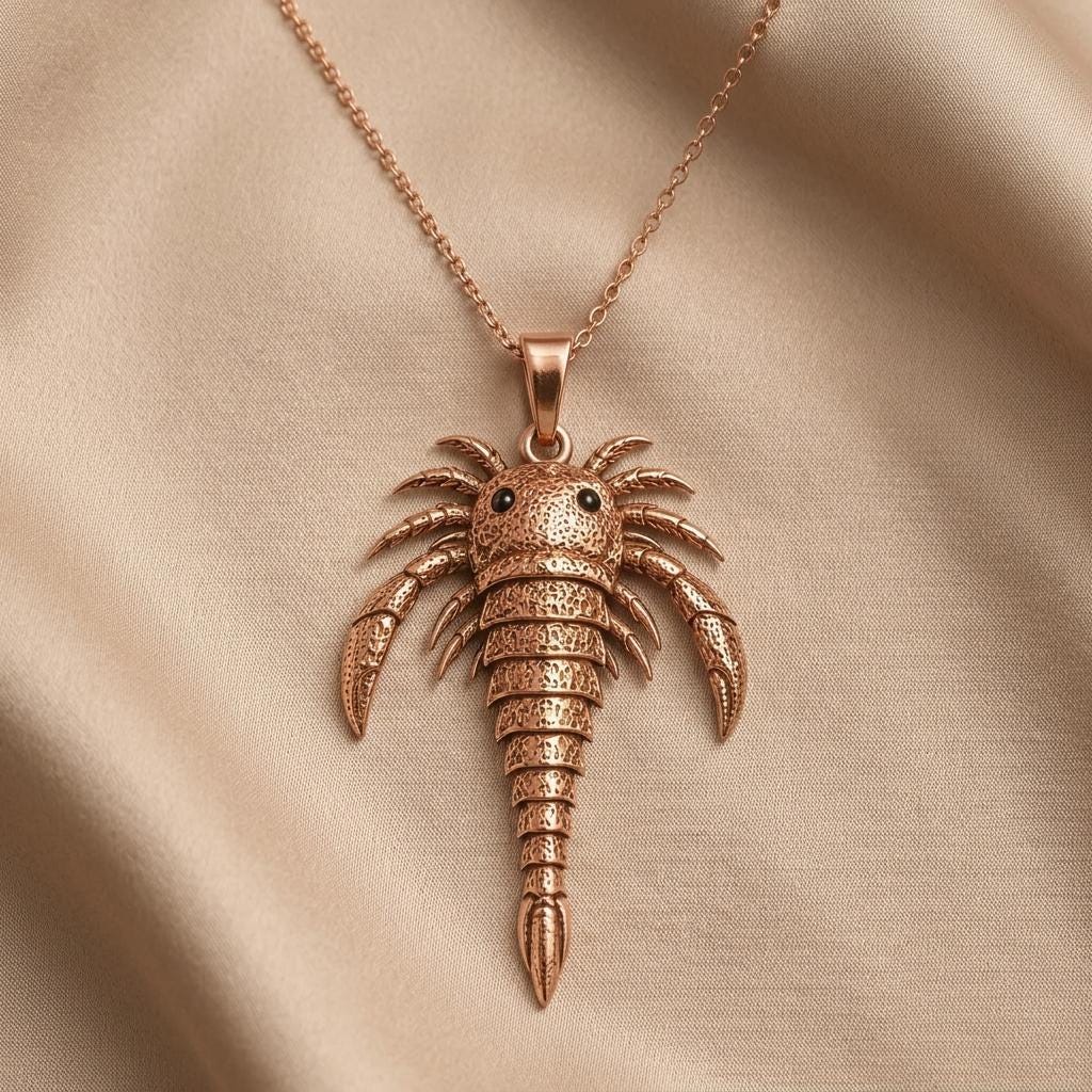 Eurypterid Pendant | 925 Sterling Silver | Prehistoric Fossil Theme | Unique Science Lover Gift