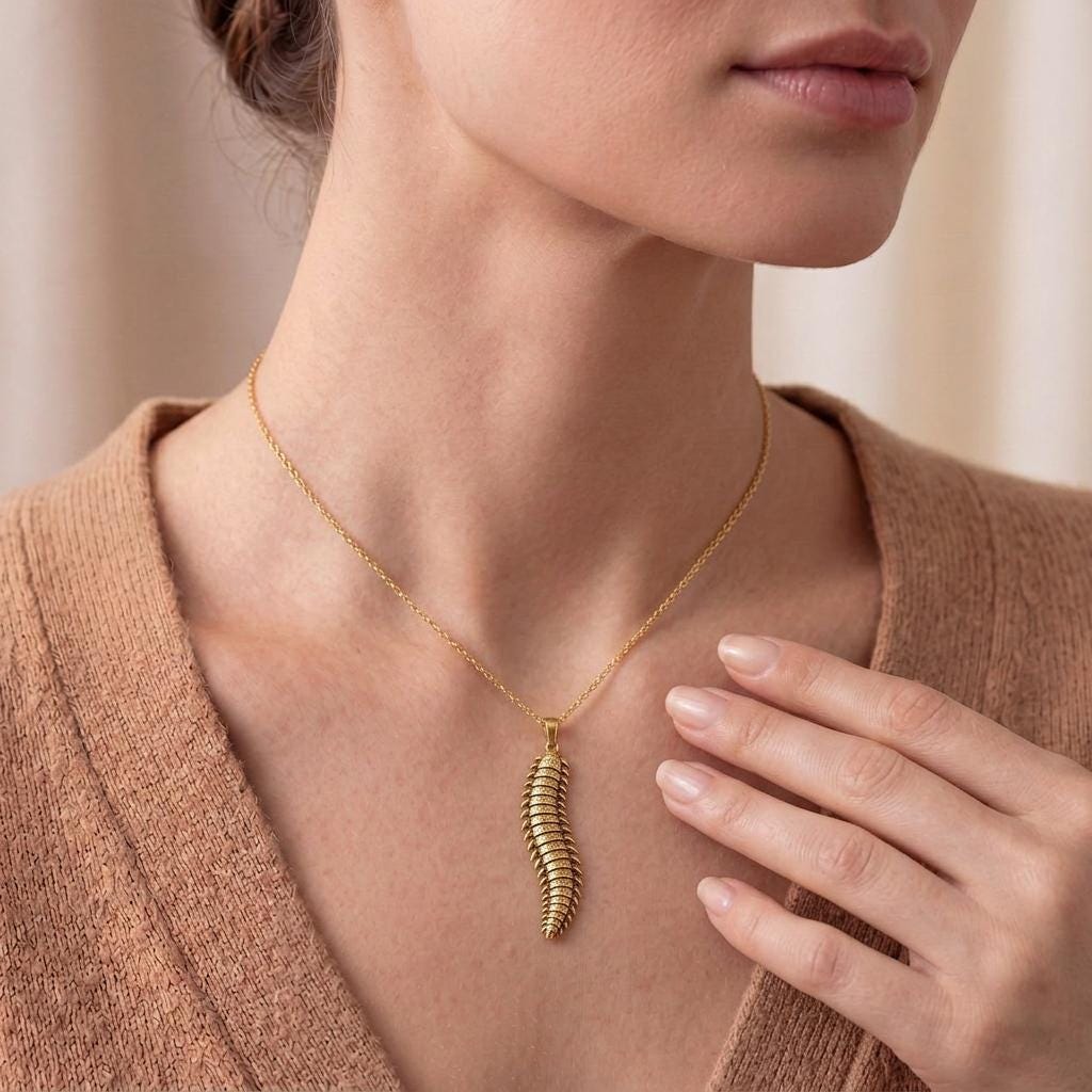 Arthropleura Pendant | 925 Sterling Silver | Paleontology Theme | Science Enthusiast Gift