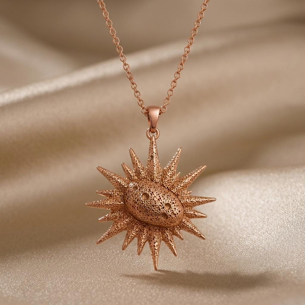 Juno Asteroid Pendant Necklace | 925 Sterling Silver | Textured Celestial Design | Unique Space Lover Gift
