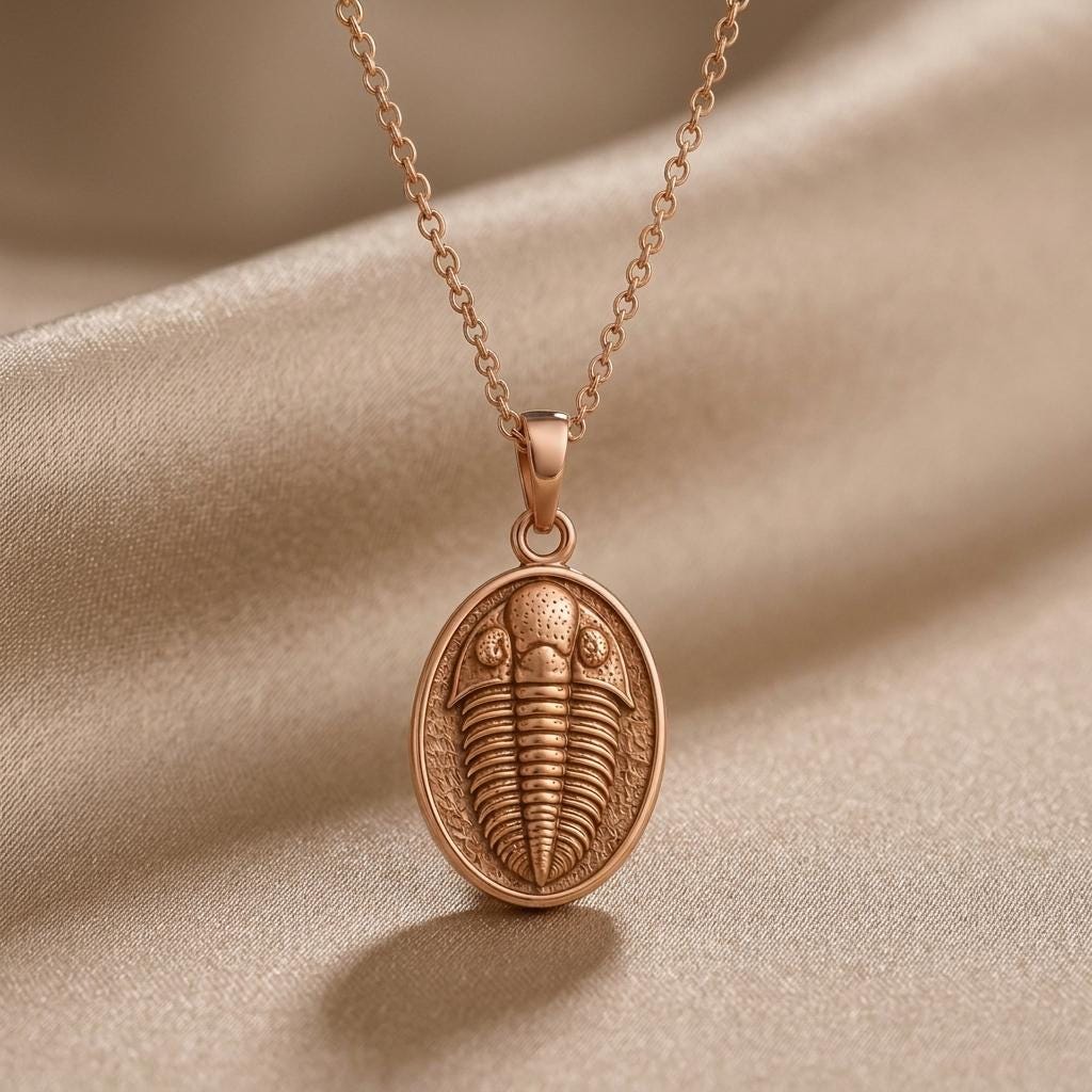 Trilobite Fossil Pendant Necklace | 925 Sterling Silver | Paleontology Theme | Unique Science Gift