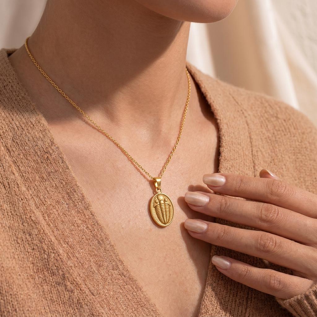 Trilobite Fossil Pendant Necklace | 925 Sterling Silver | Paleontology Theme | Unique Science Gift