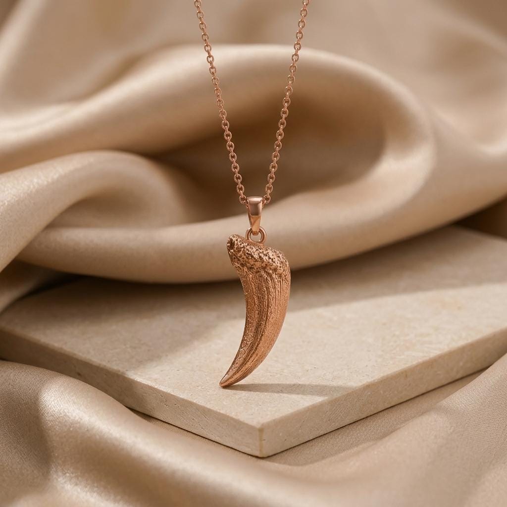 Smilodon Fang Fossil Pendant Necklace | 925 Sterling Silver | Prehistoric Inspired | For History Enthusiasts
