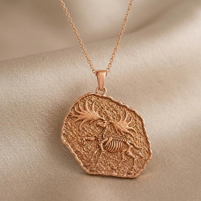 Dire Wolf Fossil Pendant Necklace | 925 Sterling Silver | Prehistoric Animal Theme | Unique Statement Gift