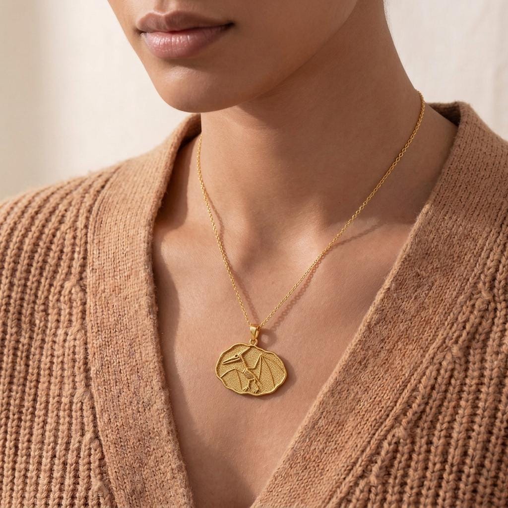 Quetzalcoatlus Fossil Pendant Necklace | 925 Sterling Silver | Paleontology Theme | For Science Lovers