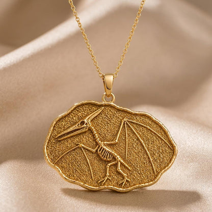 Quetzalcoatlus Fossil Pendant Necklace | 925 Sterling Silver | Paleontology Theme | For Science Lovers