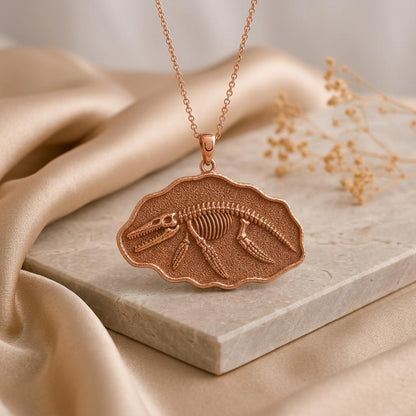 Dorudon Fossil Pendant Necklace | 925 Sterling Silver for Her | Prehistoric Marine Life Theme | Unique Birthday Gift
