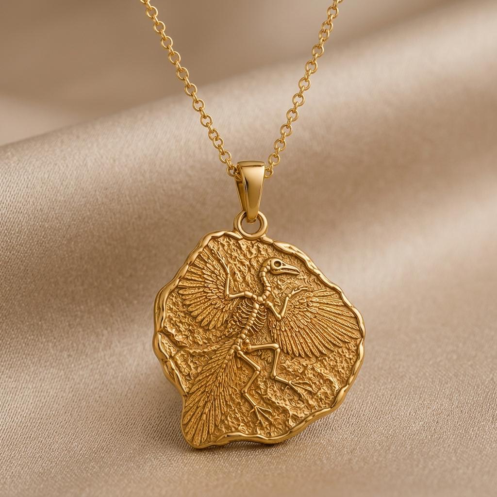 Archaeopteryx Fossil Pendant Necklace | 925 Sterling Silver, Science Lovers | Paleontology Theme, Nature Inspired