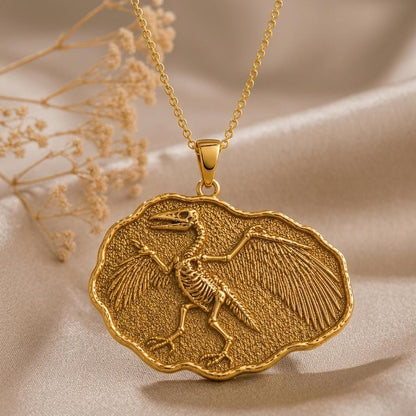 Argentavis Fossil Pendant Necklace | 925 Sterling Silver | Prehistoric Avian Design | Unique Science Lover Gift