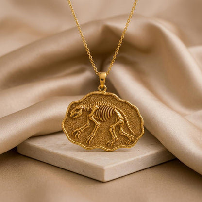 Megatherium Fossil Pendant | 925 Sterling Silver Jewelry | Prehistoric Creature Theme | Paleontology Lover Gift