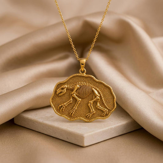 Megatherium Fossil Pendant | 925 Sterling Silver Jewelry | Prehistoric Creature Theme | Paleontology Lover Gift