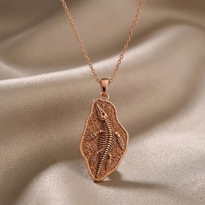 Nothosaurus Fossil Pendant Necklace | 925 Sterling Silver | Prehistoric Fossil Design | Unique Science Gift