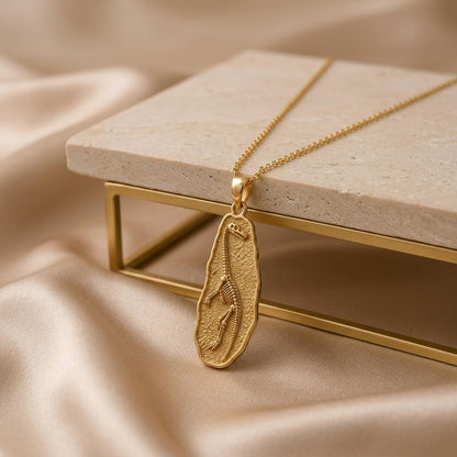 Tanystropheus Fossil Pendant Necklace | 925 Sterling Silver | Paleontology Theme | Science Lover Gift