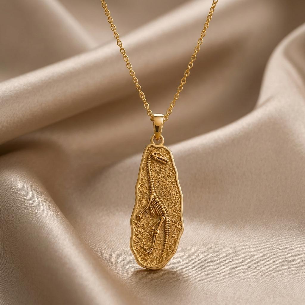 Tanystropheus Fossil Pendant Necklace | 925 Sterling Silver | Paleontology Theme | Science Lover Gift