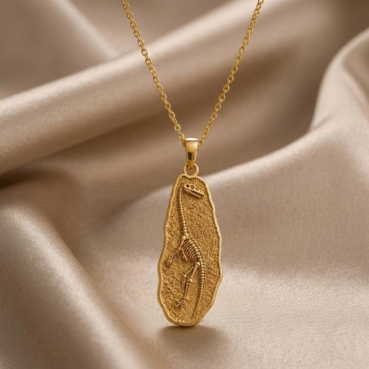 Tanystropheus Fossil Pendant Necklace | 925 Sterling Silver | Paleontology Theme | Science Lover Gift