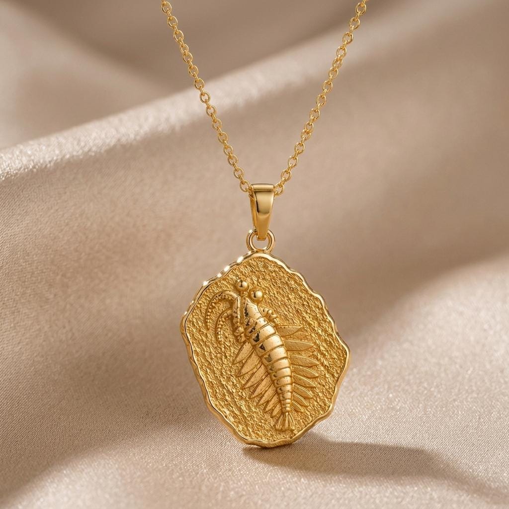 Anomalocaris Fossil Pendant Necklace | Sterling Silver | Prehistoric Creature Theme | Unique Educational Gift