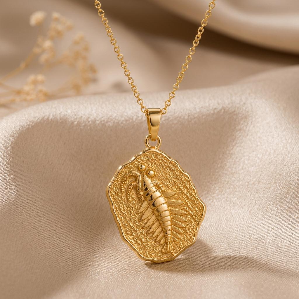 Opabinia Fossil Pendant Necklace | Sterling Silver | Ancient Life Theme | Unique Science Gift
