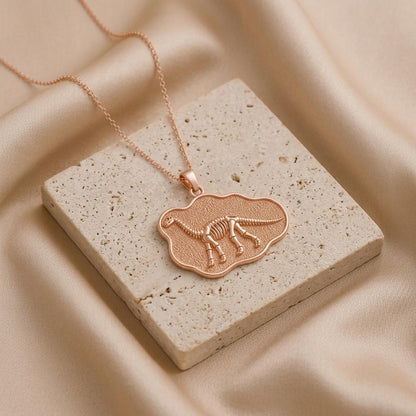 Brachiosaurus Fossil Pendant Necklace | 925 Sterling Silver | Prehistoric Fossil Style | Gift for Science Lovers