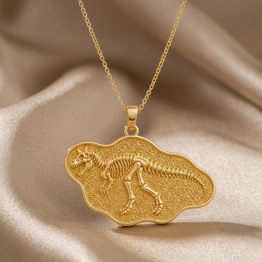 Carnotaurus Fossil Pendant | 925 Sterling Silver | Prehistoric Fossil Theme | Unique Science Gift