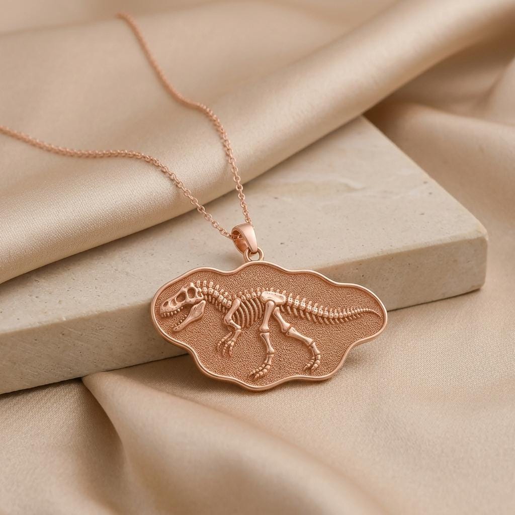 Giganotosaurus Fossil Pendant | 925 Sterling Silver | Dinosaur Fossil Theme | Paleontology Enthusiast Gift