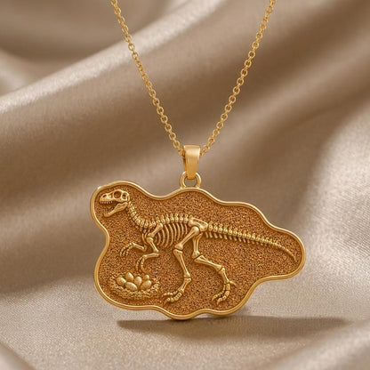 Oviraptor Fossil Pendant Necklace | 925 Sterling Silver Gold Plated | Paleontology Inspired Design | Gift for Science Enthusiasts