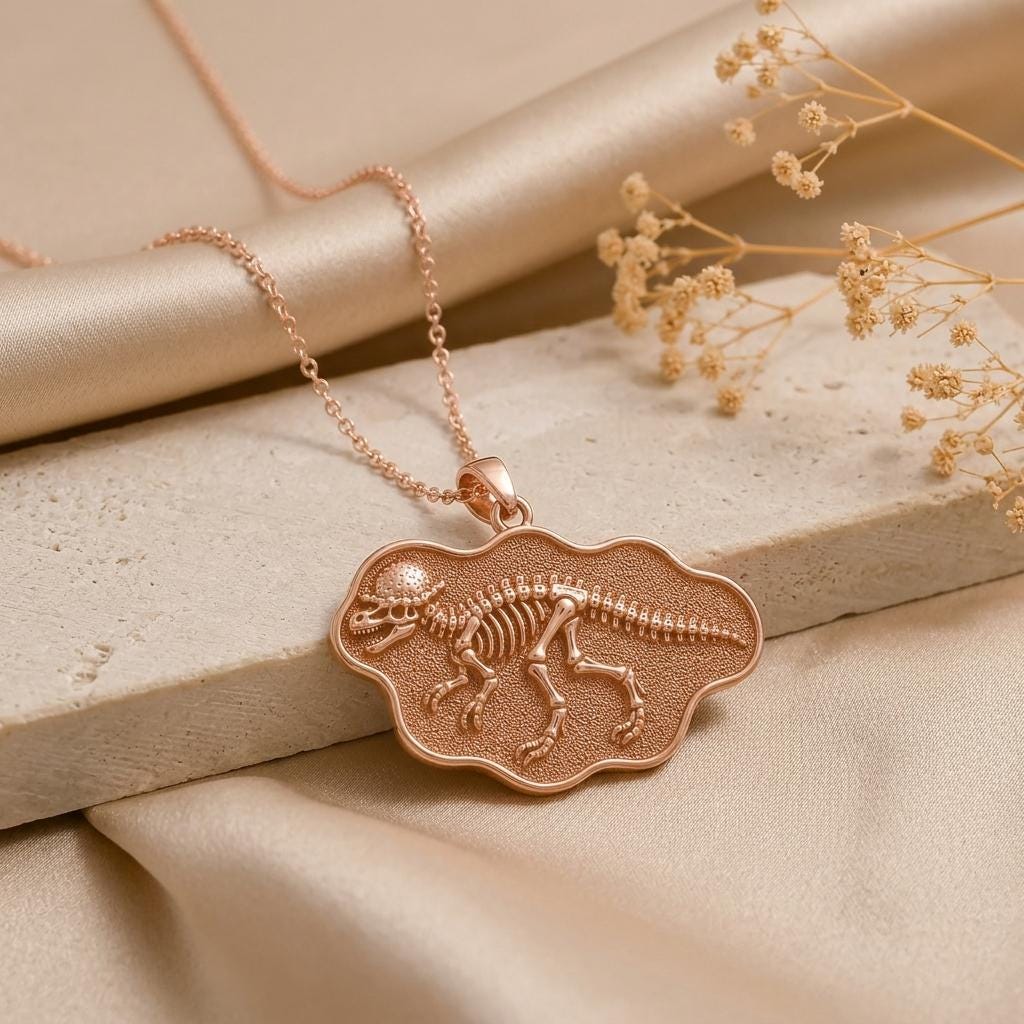 Pachycephalosaurus Fossil Pendant Necklace | 925 Sterling Silver | Prehistoric Fossil Design | Unique Science Lover Gift