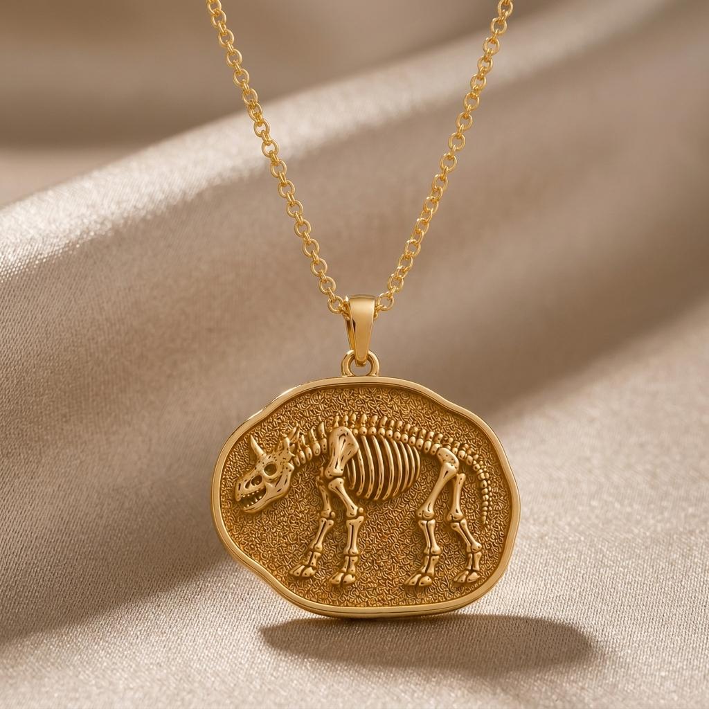 Brontotherium Fossil Pendant Necklace | 925 Sterling Silver for Science Lovers | Prehistoric Fossil - Paleontology Theme