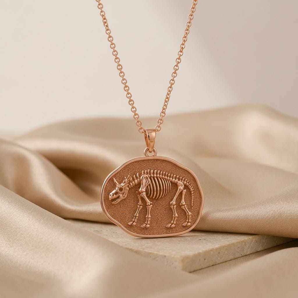 Brontotherium Fossil Pendant Necklace | 925 Sterling Silver for Science Lovers | Prehistoric Fossil - Paleontology Theme