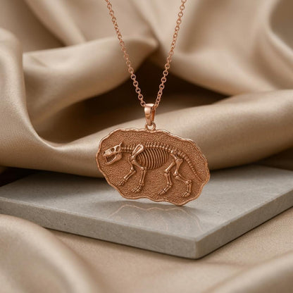 Hyaenodon Fossil Pendant Necklace | 925 Sterling Silver Jewelry | Prehistoric Fossil Skeleton | Unique Science Lover Gift