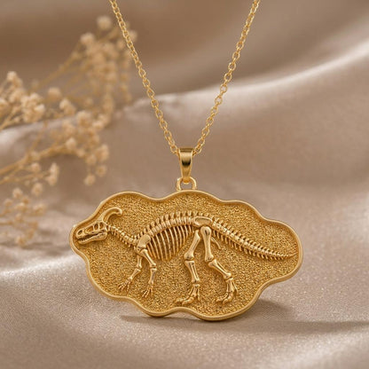 Edmontosaurus Fossil Pendant | 925 Sterling Silver | Prehistoric Style | Science Lover Gift