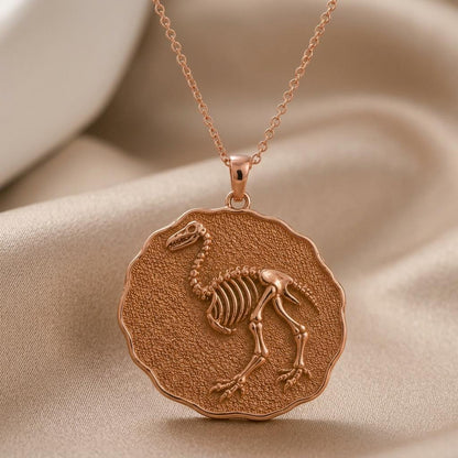 Aepyornis Fossil Pendant Necklace | 925 Sterling Silver | Paleontology Theme | Science Lover Gift