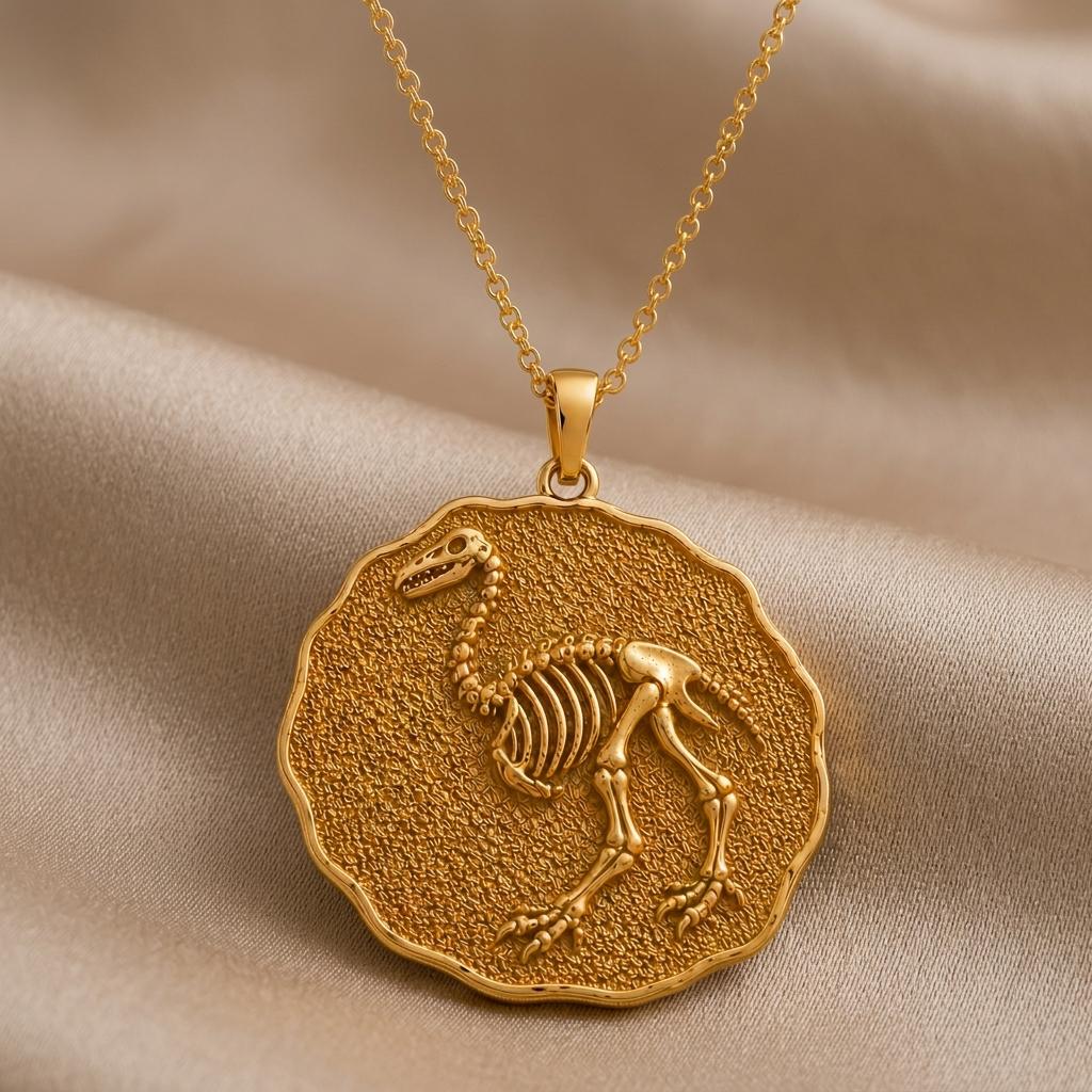 Aepyornis Fossil Pendant Necklace | 925 Sterling Silver | Paleontology Theme | Science Lover Gift
