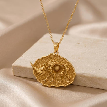 Elasmotherium Fossil Pendant | 925 Sterling Silver | Prehistoric Fossil Design | Unique Science Lover Gift
