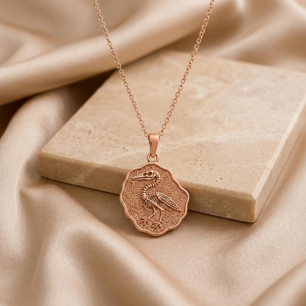 Ichthyornis Fossil Pendant | Plated Sterling Silver | Paleontology Inspired | Unique Science Gift