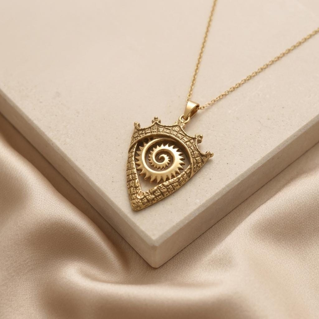 Helicoprion Crown Pendant | 925 Sterling Silver | Ancient Spiral Symbolism | Unique Statement Gift