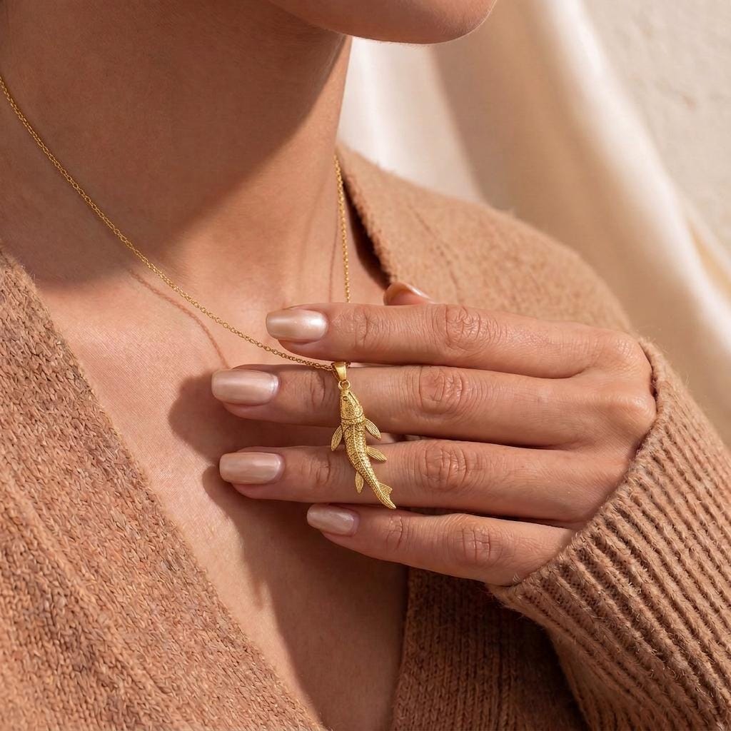 Tiktaalik Pendant | Gold Plated Silver | Ancient Life & Evolution | Unique Science Gift
