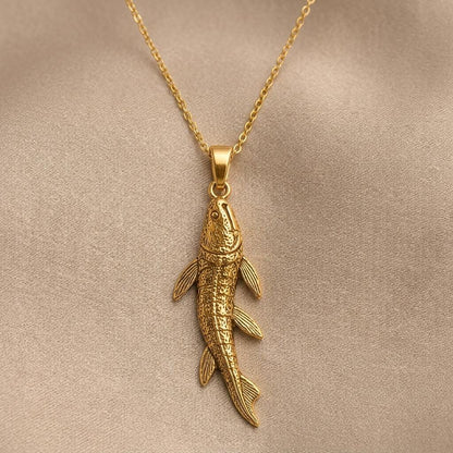 Tiktaalik Pendant | Gold Plated Silver | Ancient Life & Evolution | Unique Science Gift