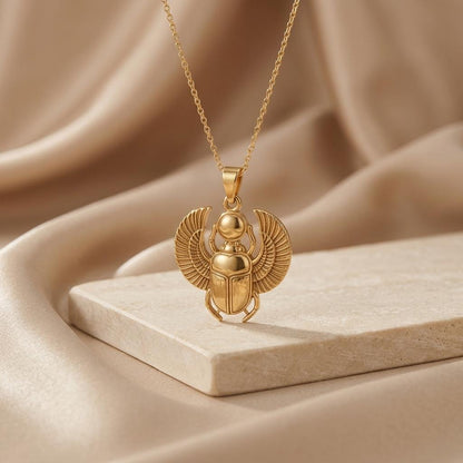 Egyptian Scarab Pendant | 925 Sterling Silver Jewelry | Ancient Egyptian Symbolism | Protection & Good Luck Gift